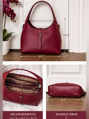 Women's Structured Shoulder Bag in Deep Burgundy